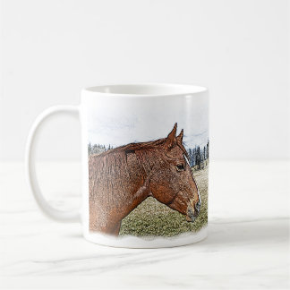 Mug Sorrel Horse Portrait Equine Art Illustration