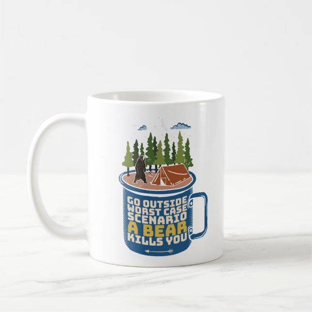 Mug Sortez de l'attaque de l'ours Drôle Dire (Gauche)