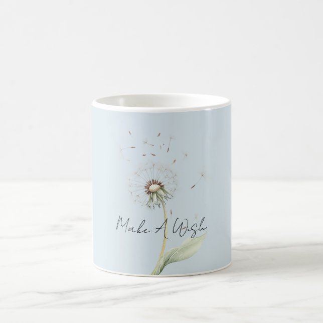Mug Souhait de fleur de pissenlit bleu jaune blanc (Centre)