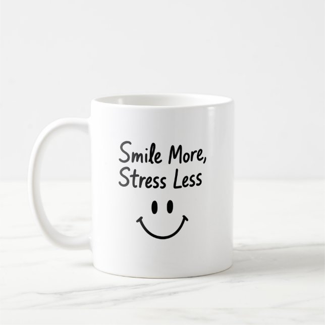 Mug Souriez Plus, Stress Moins Doodle Design (Gauche)