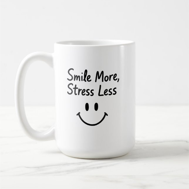 Mug Souriez Plus, Stress Moins Doodle Design (Gauche)