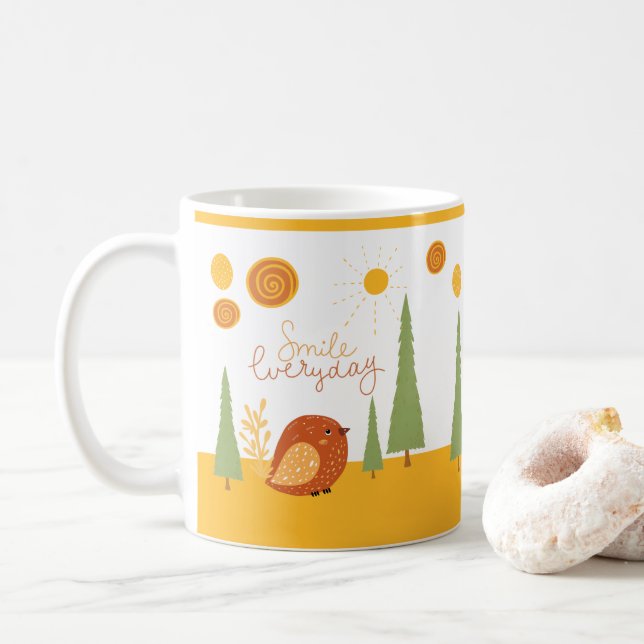 Mug Souriez tous les jours Boho Bird Soleil mou (Avec donut)