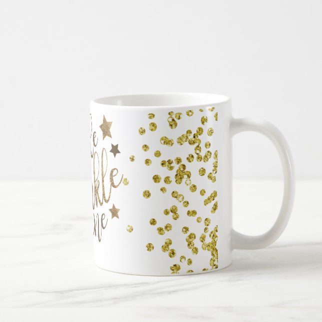 Mug Sourire, étincelle, éclat. Texte d'or (Droite)