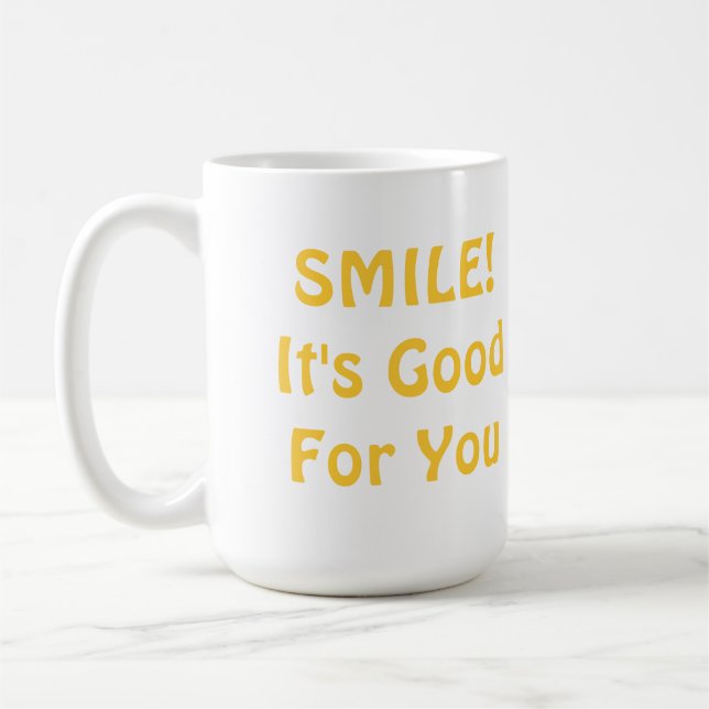 Mug SOURIRE ! Il est bon pour vous. Jaune (Gauche)