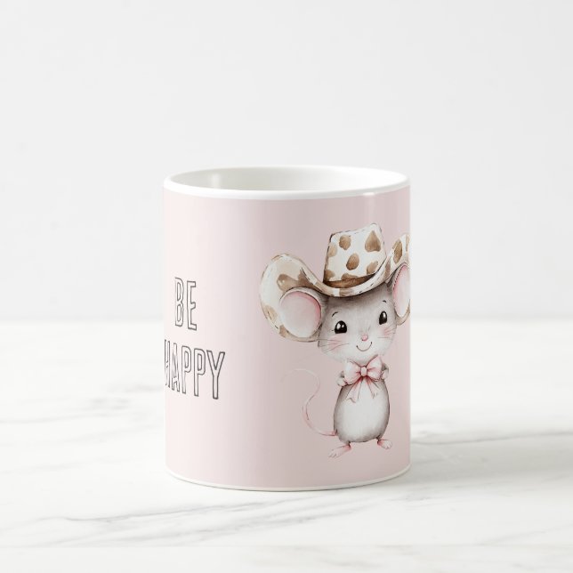 Mug Sourire Rose Vachette Heureuse Souris (Centre)