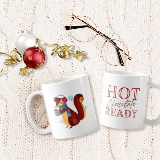 Mug Souris aquarelle Chocolat chaud prêt Noël (Créateur téléchargé)