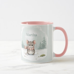 Mug Souris aquarelle mignonne personnalisée Hiver