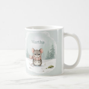 Mug Souris aquarelle mignonne personnalisée Hiver