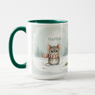 Mug Souris aquarelle mignonne personnalisée pour l'hiv