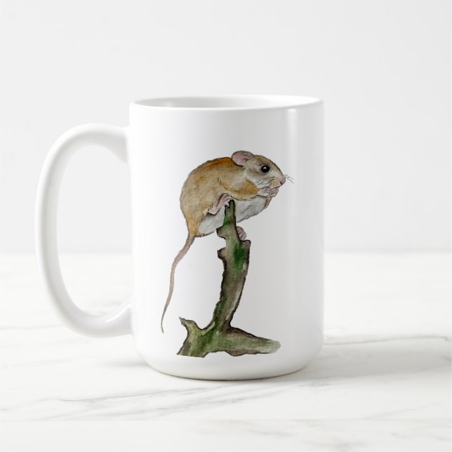 Mug Souris aquarelle réaliste dans l'arbre (Gauche)