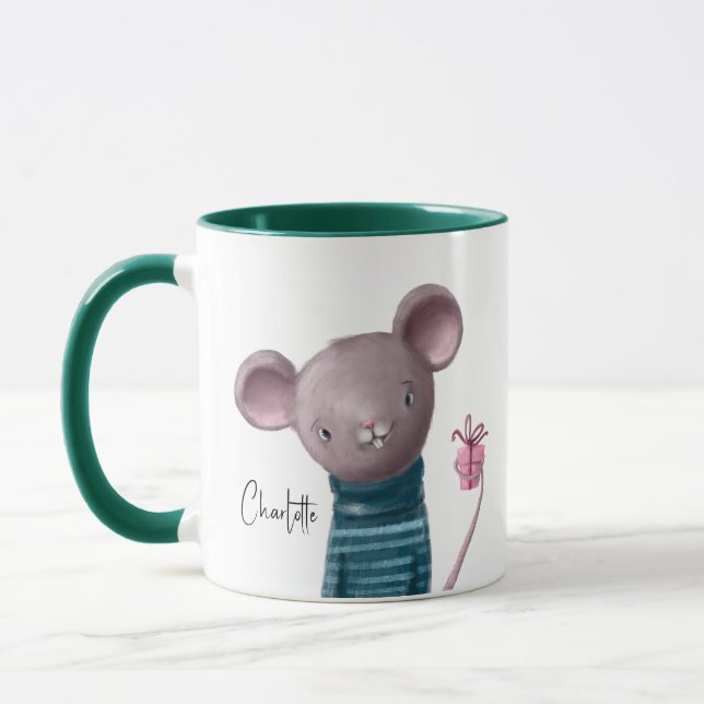 Mug Souris Cute Avec Cadeau Nom Personnalisé (Gauche)