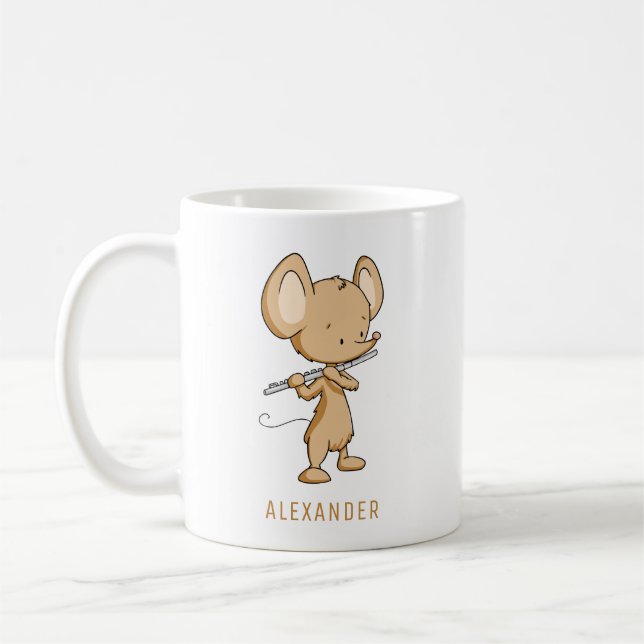 Mug Souris Cute Jouer Flute Personnalisée (Gauche)