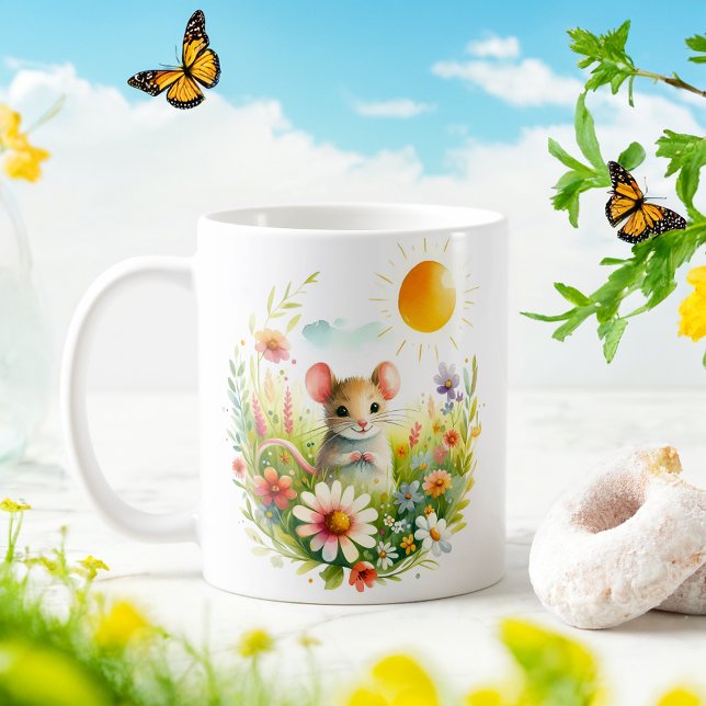 Mug Souris d'aquarelle de printemps - Bouchon d'enfant (Créateur téléchargé)