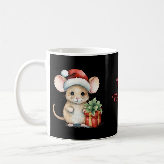 Mug Souris de Noël à l'aquarelle (Gauche)