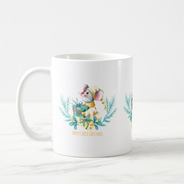 Mug Souris de Noël au fromage joyeux (Gauche)