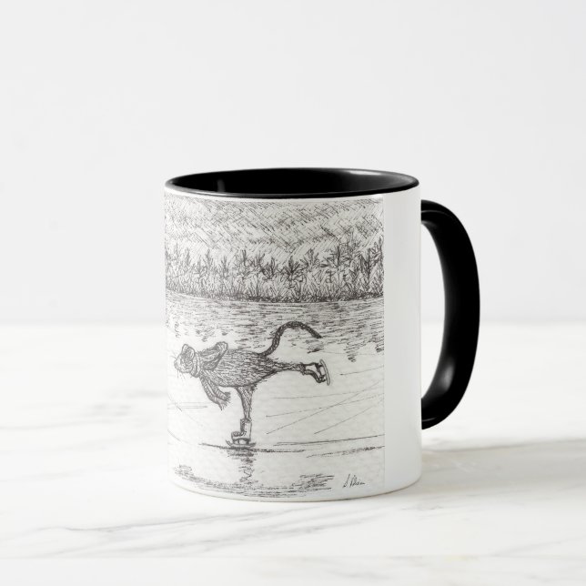 Mug Souris de Noël de patinage de glace, (Devant droit)
