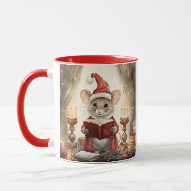 Mug Souris de Noël lisant (Gauche)