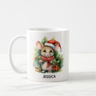 Mug Souris de Noël mignonne Chapeau rouge de Père Noël