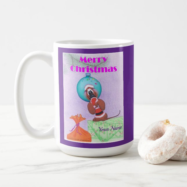 Mug Souris de Noël souhaitant un Joyeux Noël  (Avec donut)