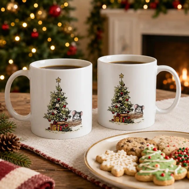 Mug Souris de Noël sous l'arbre (Créateur téléchargé)