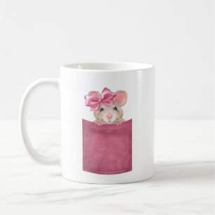 Mug Souris en poche. Version rose