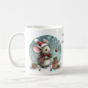 Mug Souris mignonne à Santa Hat avec des cadeaux enrob