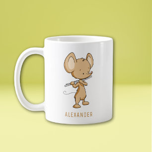 Mug Souris mignonne jouant de la flûte personnalisée