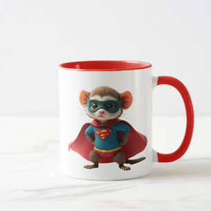 Mug Souris super-héros avec cape rouge et masque.