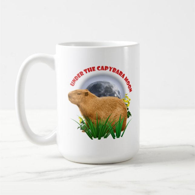 Mug Sous la Lune du Capybara Animal Mignon (Gauche)