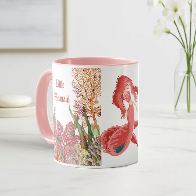 Mug Sous la mer Rouge Petite Sirène Corail Reef Océan (Under The Sea Red Little Mermaid Coral Reef Ocean Mug)