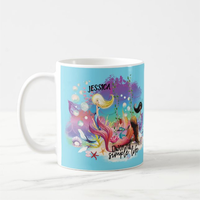 Mug Sous La Mer Sirène Océan Purple Turquoise (Gauche)