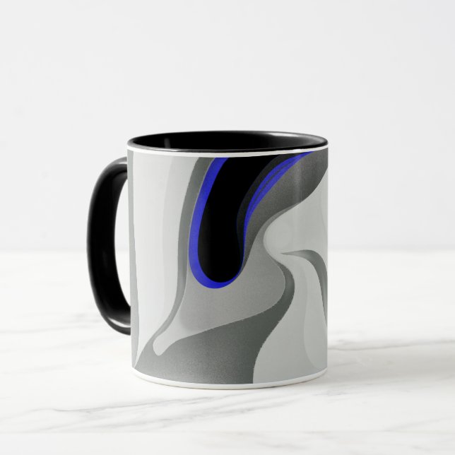 Mug Sous le bleu : gris Abstrait, noir et bleu (Devant gauche)