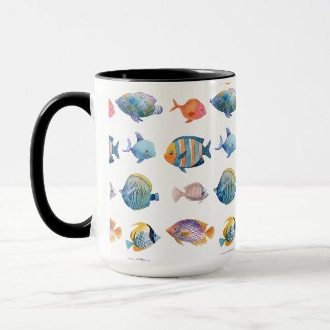 Mug Sous le Motif marin du poisson nautique (Gauche)