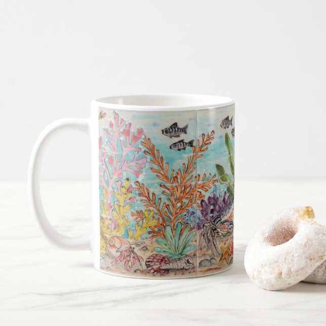 Mug Sous Marine Marine Vie Crabe Corail Poisson Coques (Avec donut)