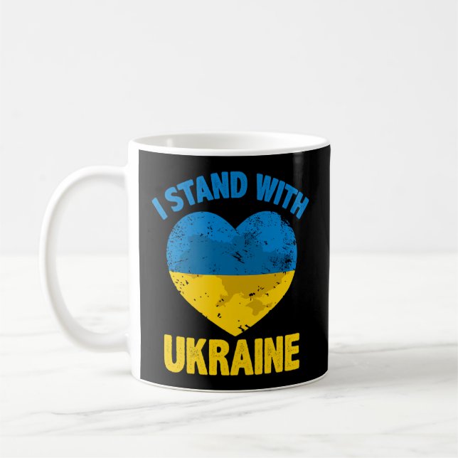 Mug Soutenez Le Drapeau Ukrainien I Avec La Carte De L (Gauche)