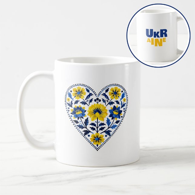 Mug Soutenez l'Ukraine avec la peinture traditionnelle (Créateur téléchargé)