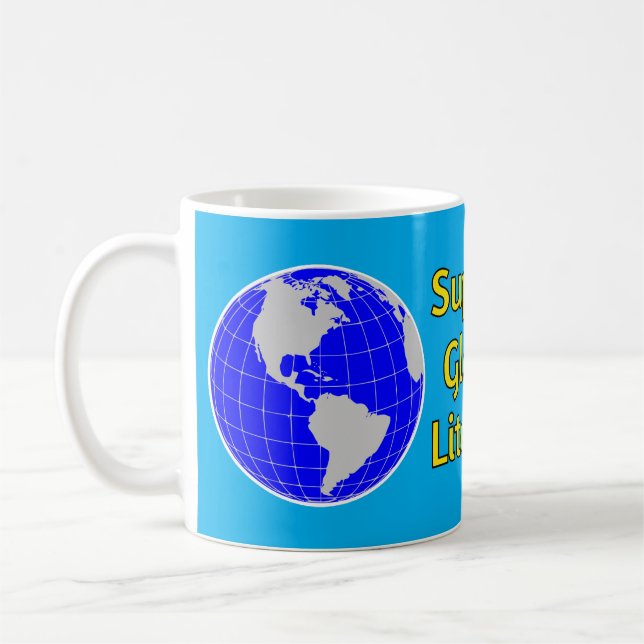Mug Soutenir l'alphabétisation mondiale avec le monde (Gauche)