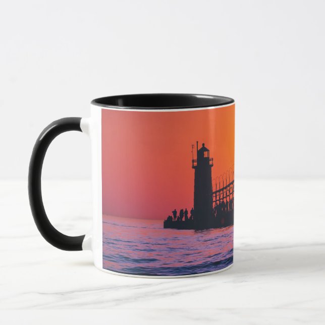 Mug South Haven Michigan Lighthouse au coucher du sole (Gauche)