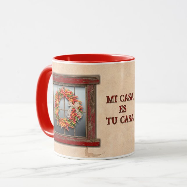 Mug Southwest Chile Peppers Ristra Wreath Personalized (Devant gauche)