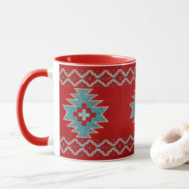 Mug Southwest Mesas Rouge & Turquoise (Avec donut)