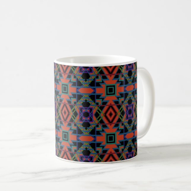 Mug Southwestern Symmetrical Tiled Pattern Line Art (Devant droit)