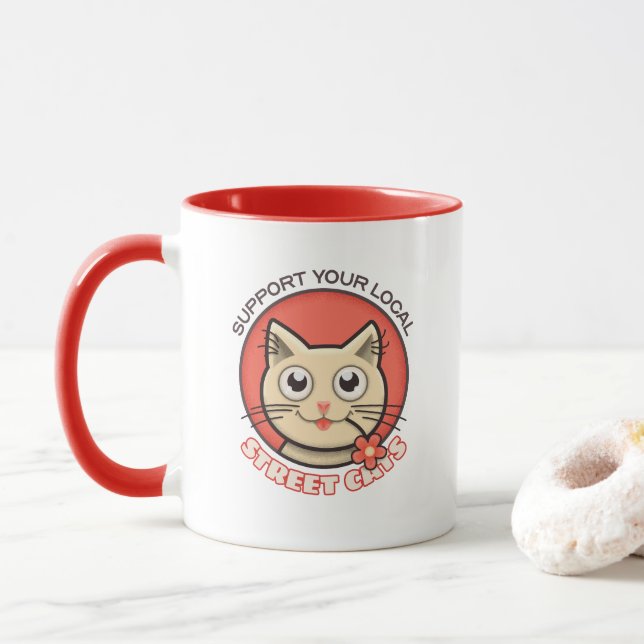 Mug Soutien à vos chats de rue locaux (Avec donut)