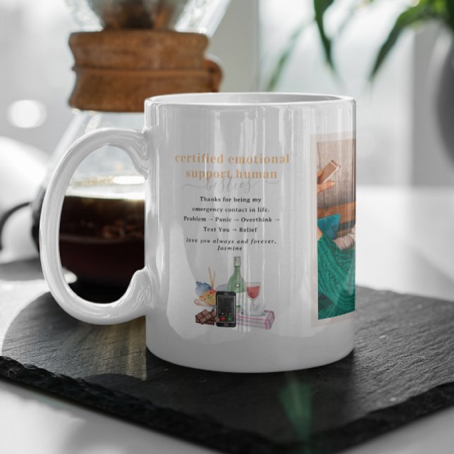 Mug Soutien émotionnel certifié humain | Photo des ami (Créateur téléchargé)