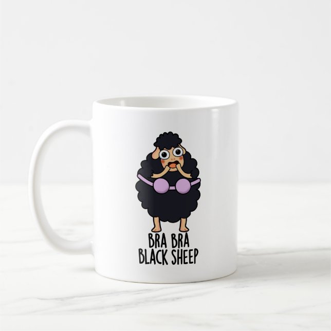 Mug Soutien-gorge Noir Mouton Drôle Animal Pun (Gauche)