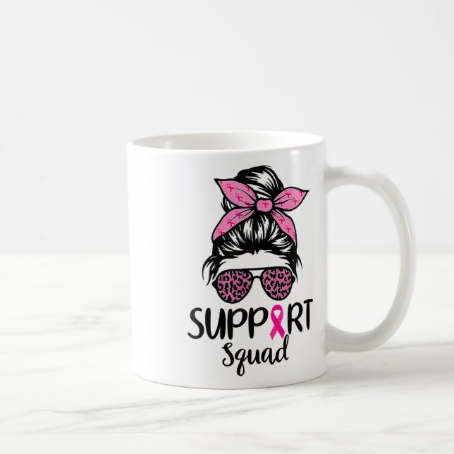 Mug Soutien Squad Messy Bun Leopard Pink Breast Cancer (Droite)