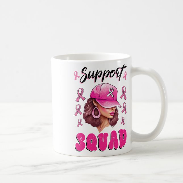Mug Soutien Squad Messy Bun Pink Warrior Cancer du sei (Droite)