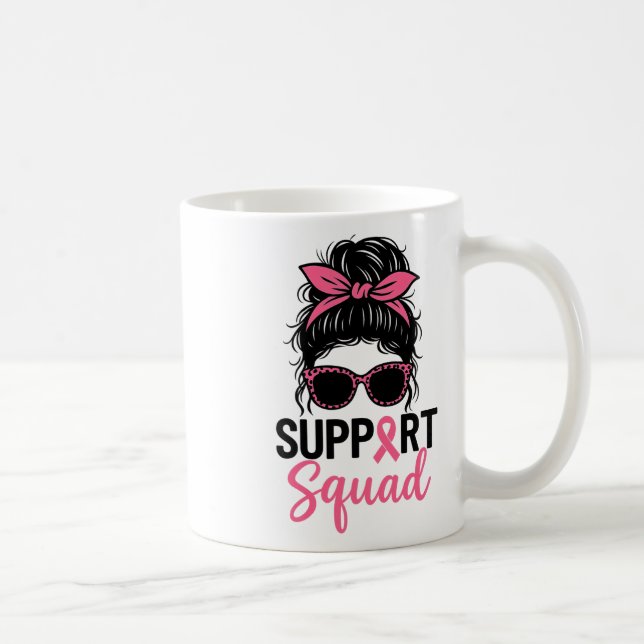 Mug Soutien Squad Messy Bun Pink Warrior Cancer du sei (Droite)