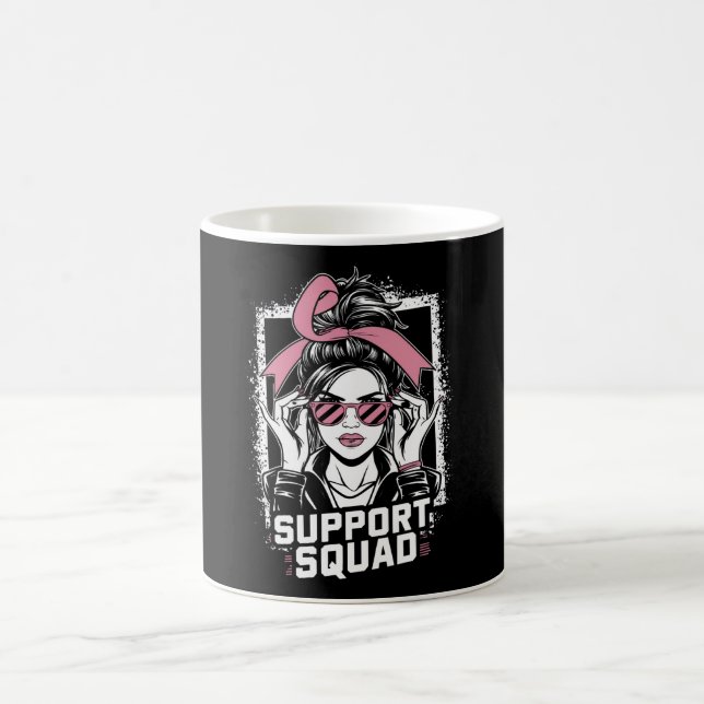 Mug Soutien Squad Messy Bun Pink Warrior Cancer du sei (Centre)
