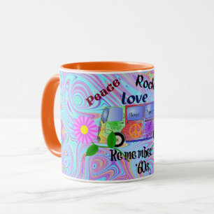Mug Souvenez-vous des années 60, design psychédélique,