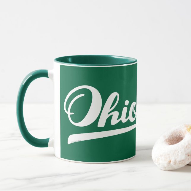 Mug Souvenir de vert de manuscrit de l'Ohio (Avec donut)